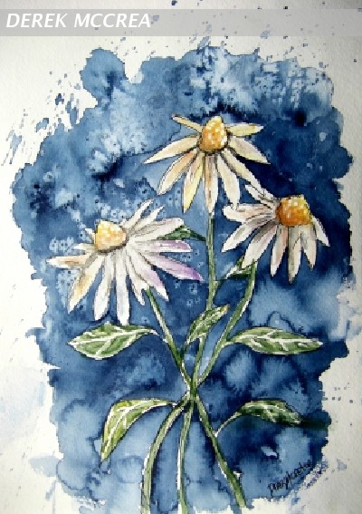 3 daisies flower print